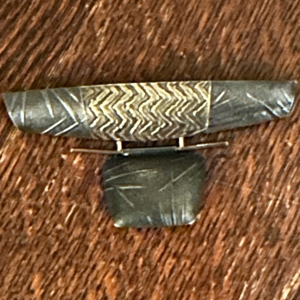 Handcrafted Black and Silver and gold  Japanese  inspired Bar Brooch